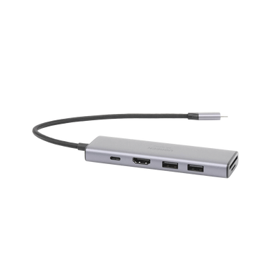 HUB USB-C Multifuncional a HDMI 4K@60Hz / HDCP2.2 / HDR10/3D / 2 Puertos USB3.0 / Lector de Tarjetas SD+TF (Uso Simultáneo) / USB C PD 100W / 6 en 1