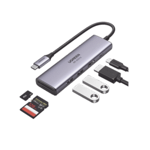 HUB USB-C Multifuncional a HDMI 4K@60Hz / HDCP2.2 / HDR10/3D / 2 Puertos USB3.0 / Lector de Tarjetas SD+TF (Uso Simultáneo) / USB C PD 100W / 6 en 1