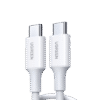 Cable USB-C a USB-C | 1 Metro | Carga Rápida de hasta 60W | Transferencia de datos de 480 Mbps | PD3.0 | QC 4.0/3.0/2.0 | FPC | AFC | Duradero y Flexible| Caja ABS | Cubierta de TPE | Color Blanco.