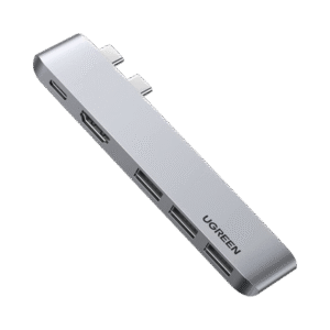 HUB USB-C (Thunderbolt 3) 5 en 2 | 1 Puerto HDMI 4K | 3 Puertos USB3.0 | USB- C (PD 100W) | Transferencia de Video y Datos | Multifuncional para MacBook Pro/Air | Carcasa de Aluminio.