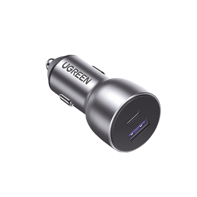 Cargador de Auto 52.5W | Puerto USB-A y USB-C | Carga Rápida | Compatible con Vehículos de 12 y 24 VCD | PD3.0 + QC3.0 | Chip Inteligente | Diseño Compacto Mayor Eficiencia Energética | Caja de Aluminio.