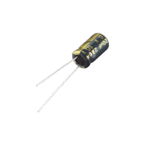 Capacitor Electrolítico Radial en Aluminio de 220 µFd, 16 Volt, 20%, 6.3 x 11 mm.
