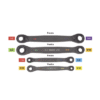 Juego de 2 llaves Estriadas de Matraca 4 en 1 con 8 Medidas Inglesas 1/2-5/8", 3/4-9/16", 1/4-3/8", 7/16-5/16"