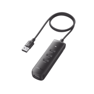 HUB USB-A Multipuertos / 4 Puertos USB 3.0 (5Gbps) / Cable de 1 Metro / Indicador Led / Ideal para Transferencia de Datos / Entrada Tipo C para alimentar equipos de mayor consumo como discos duros / Color Negro / 4 en 1.