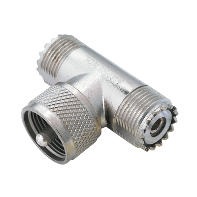Adaptador en "T" AMPHENOL, de UHF Macho (PL-259) a Doble UHF Hembra (SO-239) para WP-629, WP-639, WP-641. Adaptador en "T" AMPHENOL, de UHF Macho (PL-259) a Doble UHF Hembra (SO-239) para WP-629, WP-639, WP-641.