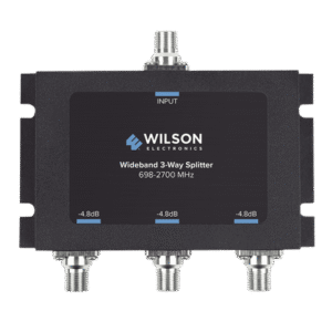 Divisor de potencia de 3 vías para la distribución de señal a tres antenas de servicio | 4.8 dB de pérdida por puerto | Conectores F hembra