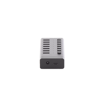 HUB de 7 Puertos USB 3.0 / 4 puertos de Carga Inteligente / Interruptor Individual / Indicadores LED / USB 3.0 a 5Gbps / 1 USB-C Hembra (solo datos) / Incluye Adaptador de Corriente 12V 2A / 7 en 1