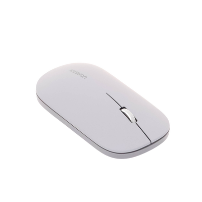 Mouse inalámbrico 2.4 GHz | Ultra Delgado y Silencioso | DPI 1000/1600/2000/4000 (Ajustable) | Alcance 10m | Scroll de Aluminio | Adaptable a diferentes superficies | Diseño suave al tacto | Contiene Receptor USB | Color Gris.