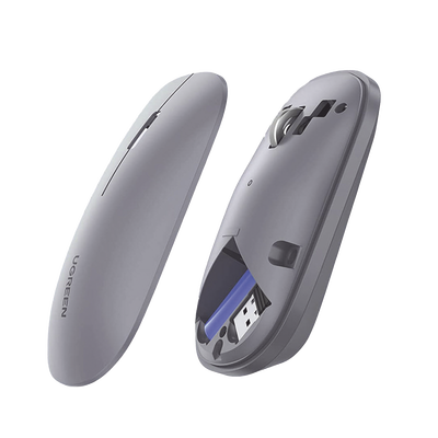 Mouse inalámbrico 2.4 GHz | Ultra Delgado y Silencioso | DPI 1000/1600/2000/4000 (Ajustable) | Alcance 10m | Scroll de Aluminio | Adaptable a diferentes superficies | Diseño suave al tacto | Contiene Receptor USB | Color Gris.