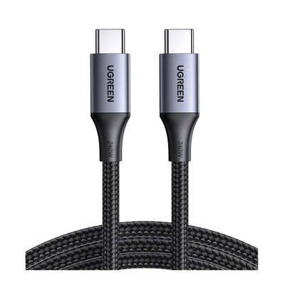 Cable USB-C a USB-C | 2 Metros | Potencia de Carga 240W | 48V/5A | PD3.1 /3.0 | 480 Mbps | Chip E-Market | Carcasa de Aluminio | Nylon Trenzado.