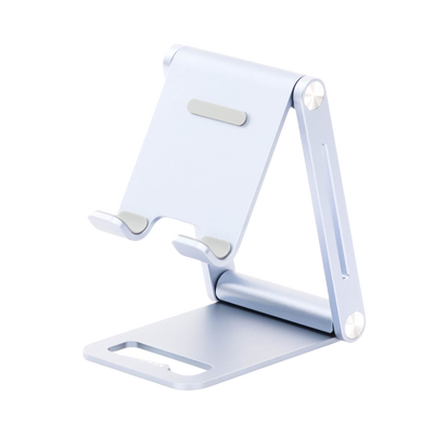 Soporte para Teléfono Celular de Aluminio / Angulo Ajustable / Amplia Compatibilidad con dispositivos de 4.7'' a 7.9'' / Antideslizante / Antiarañazos / Plegable / Color Azul