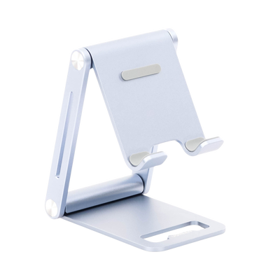 Soporte para Teléfono Celular de Aluminio / Angulo Ajustable / Amplia Compatibilidad con dispositivos de 4.7'' a 7.9'' / Antideslizante / Antiarañazos / Plegable / Color Azul