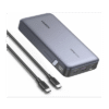 Power Bank de 25000mAh | 3 Salidas 145W Max. | USB-A + 2 USB-C | PD 3.0, QC3.0 | FCP | SCP | Pantalla Inteligente | Carcasa Ignifuga | Color Gris | Incluye Cable USB de 50cm | Carga tu Laptop de Manera Segura.