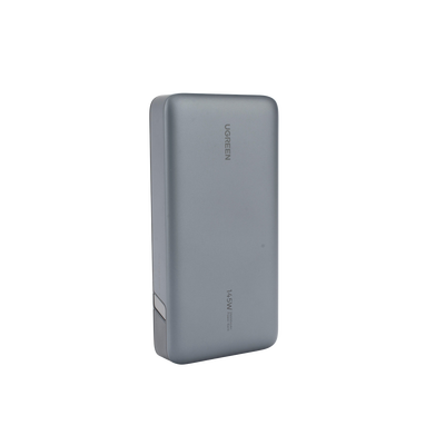 Power Bank de 25000mAh | 3 Salidas 145W Max. | USB-A + 2 USB-C | PD 3.0, QC3.0 | FCP | SCP | Pantalla Inteligente | Carcasa Ignifuga | Color Gris | Incluye Cable USB de 50cm | Carga tu Laptop de Manera Segura.