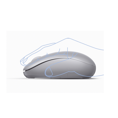 Mouse Inalámbrico 2.4G 800/1200/1600/2400 DPI | Función de 3 botones | Alcance 10m | Silencioso | Ergonómico | Anti-caída y Anti-interferencias | Batería Alcalina AA incluida | Color Grey.