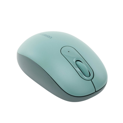 Mouse Inalámbrico 2.4G 800/1200/1600/2400 DPI | Función de 3 botones | Alcance 10m | Silencioso | Ergonómico | Anti-caída y Anti-interferencias | Batería Alcalina AA incluida | Color Green.