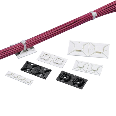 Montaje-Sujetador Para Cable de 4 Vías, con Adhesivo, 25.4 x 25.4mm (1in x 1in), Color Blanco, Uso en Interior, 1 pieza