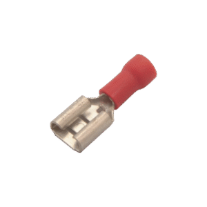 Terminal tipo hembra aislada 0.250 / 22 - 16 AWG / Rojo / Para baterías con teminal F1 / Paquete de 25 piezas.