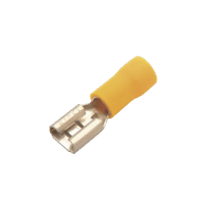 Terminal tipo hembra aislada 0.250 / 12 - 10 AWG / Amarillo / Para baterías con terminal F1 / Paquete de 25 piezas.