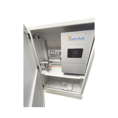 Estacion de Inversor Hibrido de 8 kW con 4 Baterías de 5.12Kwh y Gabinete Estacion de Inversor Hibrido de 8 kW con 4 Baterías de 5.12Kwh y Gabinete