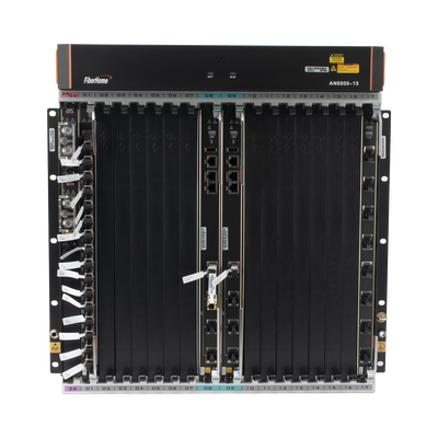 OLT Carrier Class Modular GPON, 14 Ranuras de Servicio, Incluye 1 Tarjeta de Servicio, Doble fuente -48Vcc, 11 UR, Gestión por UNM2000, CLI, (Incluye Instalación de software UNM2000)