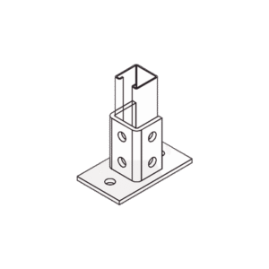 Base Rectangular con 2 perforaciones para Perfil Sencillo.