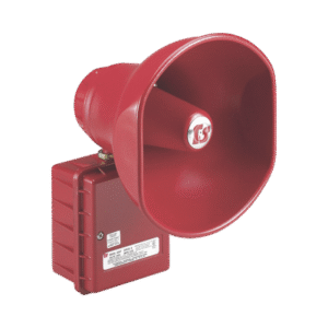 Altavoz amplificado, 30 Watts, Aprobado por CSFM y Listado contra incendios UL, 24 VCD, Color Rojo