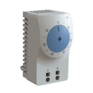 Termostato/Interruptor Para Control de Temperatura en Grados Fahrenheit, Para Uso con Ventiladores, Con Terminales de Conexión, y Clip para Riel Din de 35 mm, Color Gris Claro Termostato/Interruptor Para Control de Temperatura en Grados Fahrenheit, Para Uso con Ventiladores, Con Terminales de Conexión, y Clip para Riel Din de 35 mm, Color Gris Claro