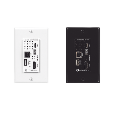 Placa de pared con Switcher y Transmisor HDBaseT con entradas HDMI y USB-C con concentrador USB para integración de AV Placa de pared con Switcher y Transmisor HDBaseT con entradas HDMI y USB-C con concentrador USB para integración de AV