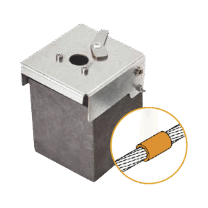 Molde de grafito vertical unión lineal de cable 4/0 AWG (pasante) con cable 4/0 AWG (terminal).