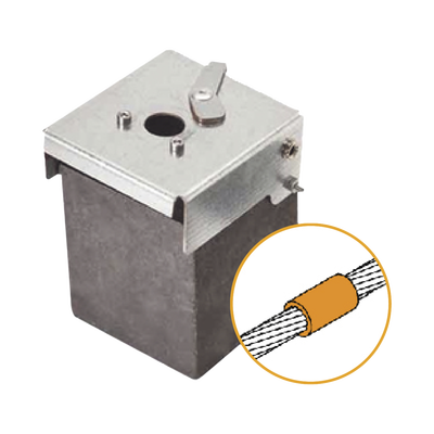 Molde de grafito vertical unión lineal de cable 4/0 AWG (pasante) con cable 4/0 AWG (terminal).