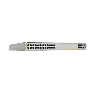 Switch Stackeable Capa 3, 24 puertos 10/100/1000 Mbps + 4 puertos SFP+ 10 G y dos bahías hotswap PSU, Versión Federal