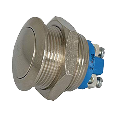 Botón Interruptor Momentáneo Antivandálico, SPST, Normalmente Abierto, 2 Amp. Niquel.