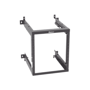 Rack PanZone® de Montaje en Pared, de 19in, Profundidad Ajustable, Rieles Numerados y Roscados #12-24, 12 UR, Color Negro Rack PanZone® de Montaje en Pared, de 19in, Profundidad Ajustable, Rieles Numerados y Roscados #12-24, 12 UR, Color Negro