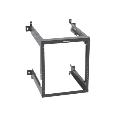 Rack PanZone® de Montaje en Pared, de 19in, Profundidad Ajustable, Rieles Numerados y Roscados #12-24, 12 UR, Color Negro