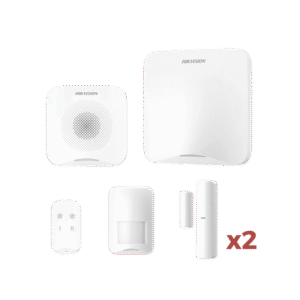 (AX HOME) KIT de Alarma AX HOME / Incluye: 1 Hub con batería de respaldo / 1 Llavero / 1 PIR / 2 Contactos Magnéticos / 1 Sirena / Wi-Fi / Compatible con Hik-Connect P2P y Hik-Partner PRO