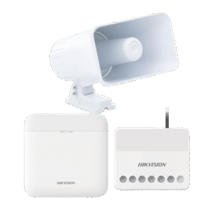 (AXPRO) KIT de alarma AX PRO con sirena cableada 30W / Incluye: 1 Hub con Batería de respaldo / 1 Sirena Cableada de 30 Watts IP65 / 1 Relevador Inalámbrico 0 a 36 VCC / Compatible con Hik-Connect P2P