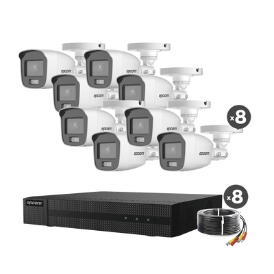 Kit TurboHD 1080p / DVR 8 Canales / 8 Cámaras Bala ColorVu con Microfono Integrado / Fuente de Poder / Accesorios de Instalación Kit TurboHD 1080p / DVR 8 Canales / 8 Cámaras Bala ColorVu con Microfono Integrado / Fuente de Poder / Accesorios de Instalación