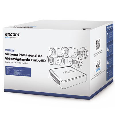 (MICRÓFONO Integrado) Kit TurboHD 1080p Lite / DVR 4 canales / Audio por Coaxitron / 4 Cámaras Bala de Metal con Micrófono Integrado (MICRÓFONO Integrado) Kit TurboHD 1080p Lite / DVR 4 canales / Audio por Coaxitron / 4 Cámaras Bala de Metal con Micrófono Integrado