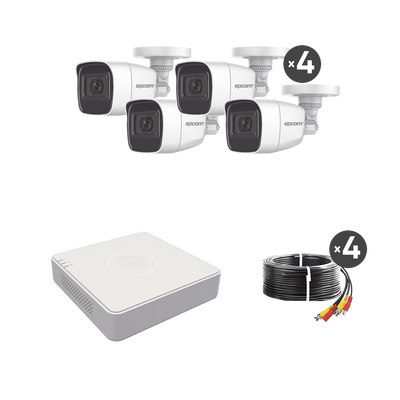 (MICRÓFONO Integrado) Kit TurboHD 1080p Lite / DVR 4 canales / Audio por Coaxitron / 4 Cámaras Bala de Metal con Micrófono Integrado (MICRÓFONO Integrado) Kit TurboHD 1080p Lite / DVR 4 canales / Audio por Coaxitron / 4 Cámaras Bala de Metal con Micrófono Integrado