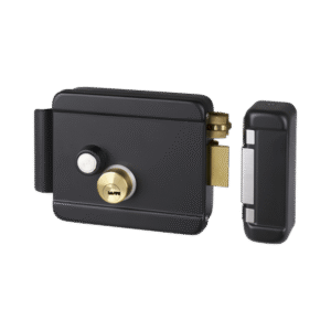 Cerradura Eléctrica con Botón de Salida / Incluye Llave / Exterior / Derecha / Color Negro