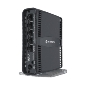 (hAP ax2) Router inalámbrico Wi-Fi 6 160mW de Potencia, 5 puertos gigabit, Port 1 PoE in/out ( QuickMount Pro) Montaje de pared o poste para equipos MIKROTIK con ajuste de 140°.