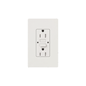 Tomacorriente 125V 15A resistente a manipulaciones, color blanco.