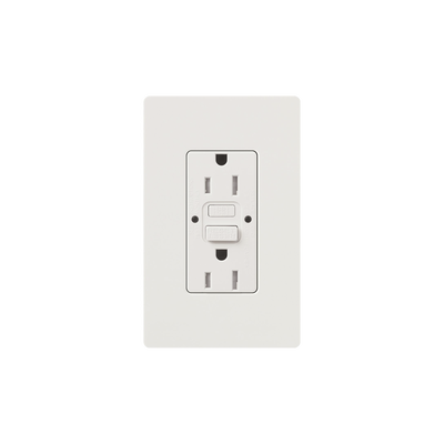 Tomacorriente 125V 15A resistente a manipulaciones, color blanco. Tomacorriente 125V 15A resistente a manipulaciones, color blanco.