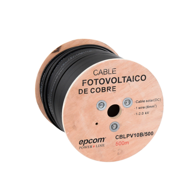 Carrete de 500 Metros / Cable Fotovoltaico Negro / 6mm² (10AWG) / Material COBRE / 2000 Vcc