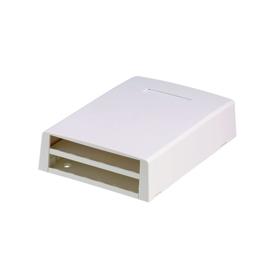 Caja de Montaje en Superficie, Con Accesorio para Resguardo de Fibra Óptica, Para 12 Módulos Mini-Com, Color Blanco Caja de Montaje en Superficie, Con Accesorio para Resguardo de Fibra Óptica, Para 12 Módulos Mini-Com, Color Blanco