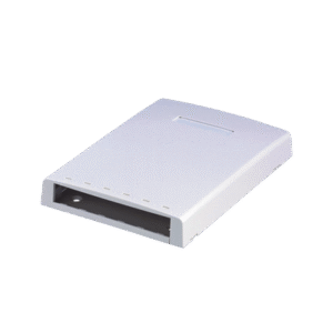 Caja de Montaje en Superficie, Con Accesorio para Resguardo de Fibra Óptica, Para 6 Módulos Mini-Com, Color Blanco Caja de Montaje en Superficie, Con Accesorio para Resguardo de Fibra Óptica, Para 6 Módulos Mini-Com, Color Blanco