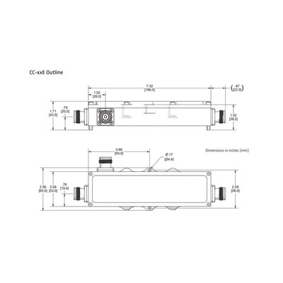 Acoplador direccional 5dB 575-2700MHz 300W - 161 dBc 4.3 - 10 IP67