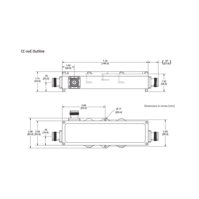 Acoplador direccional 20dB 575-2700MHz 300W - 161 dBc 4.3 - 10 IP67