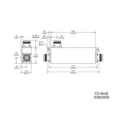 Acoplador direccional 20dB 617-5925MHz 300W-161dBc 4.3-10 IP67